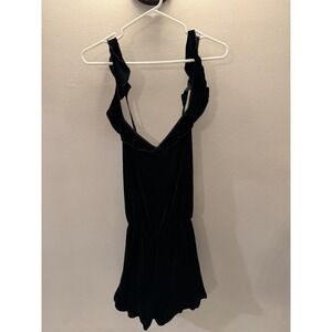 Victoria's Secret Black Velvet‎ Romper Flutter Sleeve Whimsigoth Fairy Small